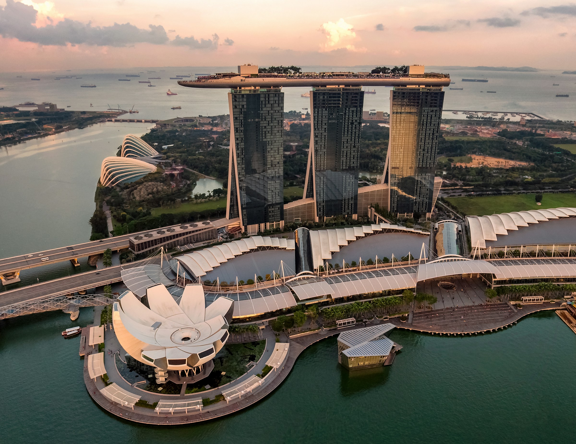 Aerial view of Marina Bay and Singapore’s business district